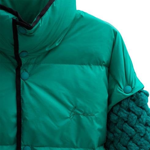 Bonsai Knit Mix Puffer Jacket Green OT008 Degli Uberti